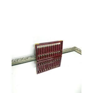 Wood & Metal Red Lion Brand Chinese Abacus, 91 Beads, 13 Row Abacus, Vintage